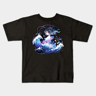 music waves - anime style Kids T-Shirt